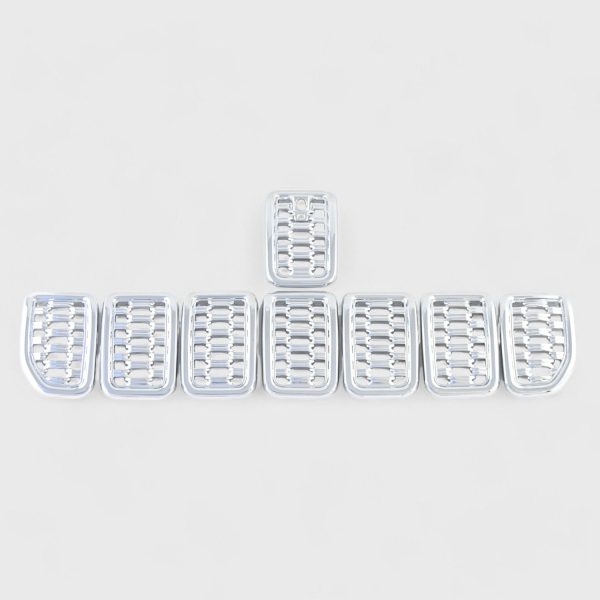 2021-2025 Jeep Grand Cherokee L Grille Overlay Chrome 8Pcs ABS Plastic Online now
