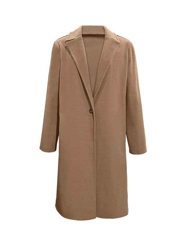 Collared Neck Button Up Long Sleeve Coat Online Sale - Image 2
