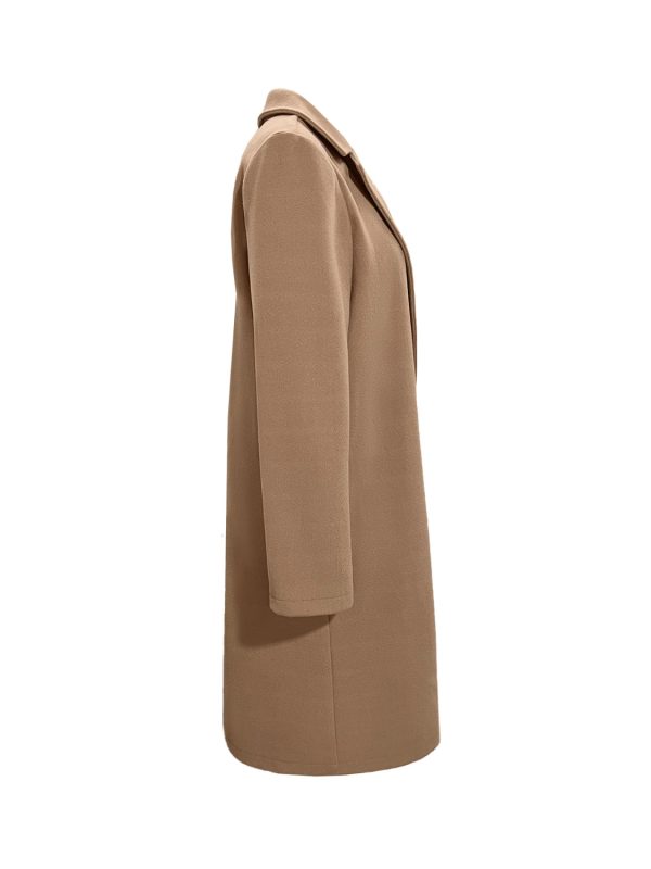 Collared Neck Button Up Long Sleeve Coat Online Sale - Image 4