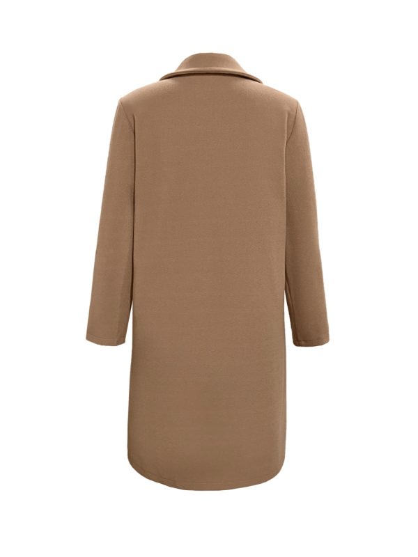 Collared Neck Button Up Long Sleeve Coat Online Sale - Image 3